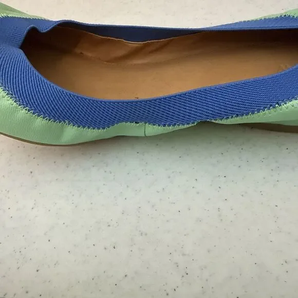 J.Crew Ballet Flat Shoes Womens Size 10 Green Blue Leather Round Toe Slip On - Picture 8 of 16